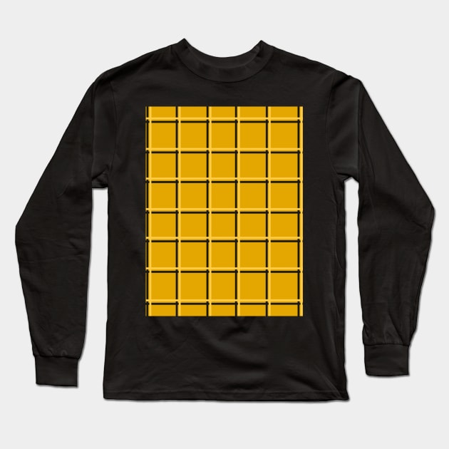 Mustard Yellow Square Check Grid Long Sleeve T-Shirt by OneThreeSix